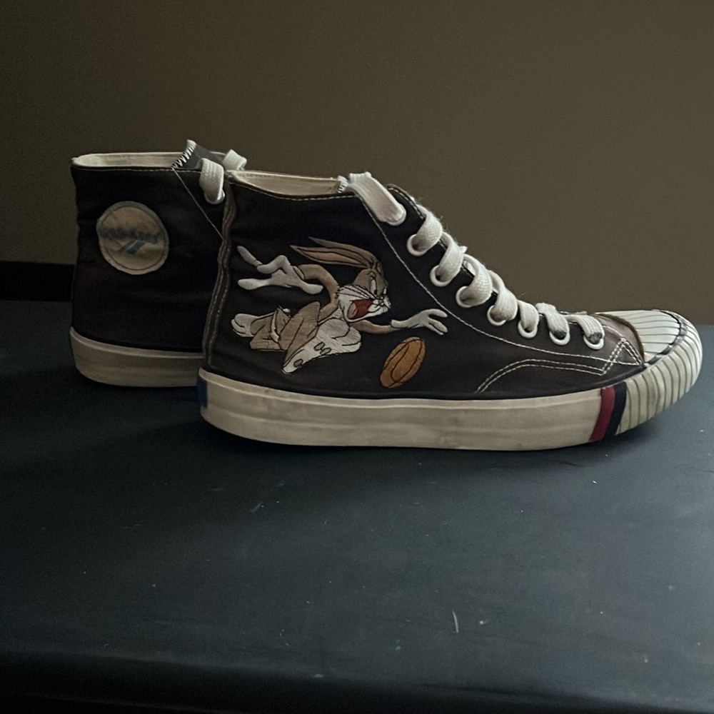 PRO Keds Canvas High Tops Bugs Bunny Blue Heel Tag Mens 9 1/2 Looney Tunes 1993 - Picture 9 of 14
